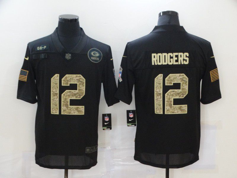 Men Green Bay Packers #12 Rodgers Black camo Lettering 2020 Nike NFL Jersey->cleveland browns->NFL Jersey